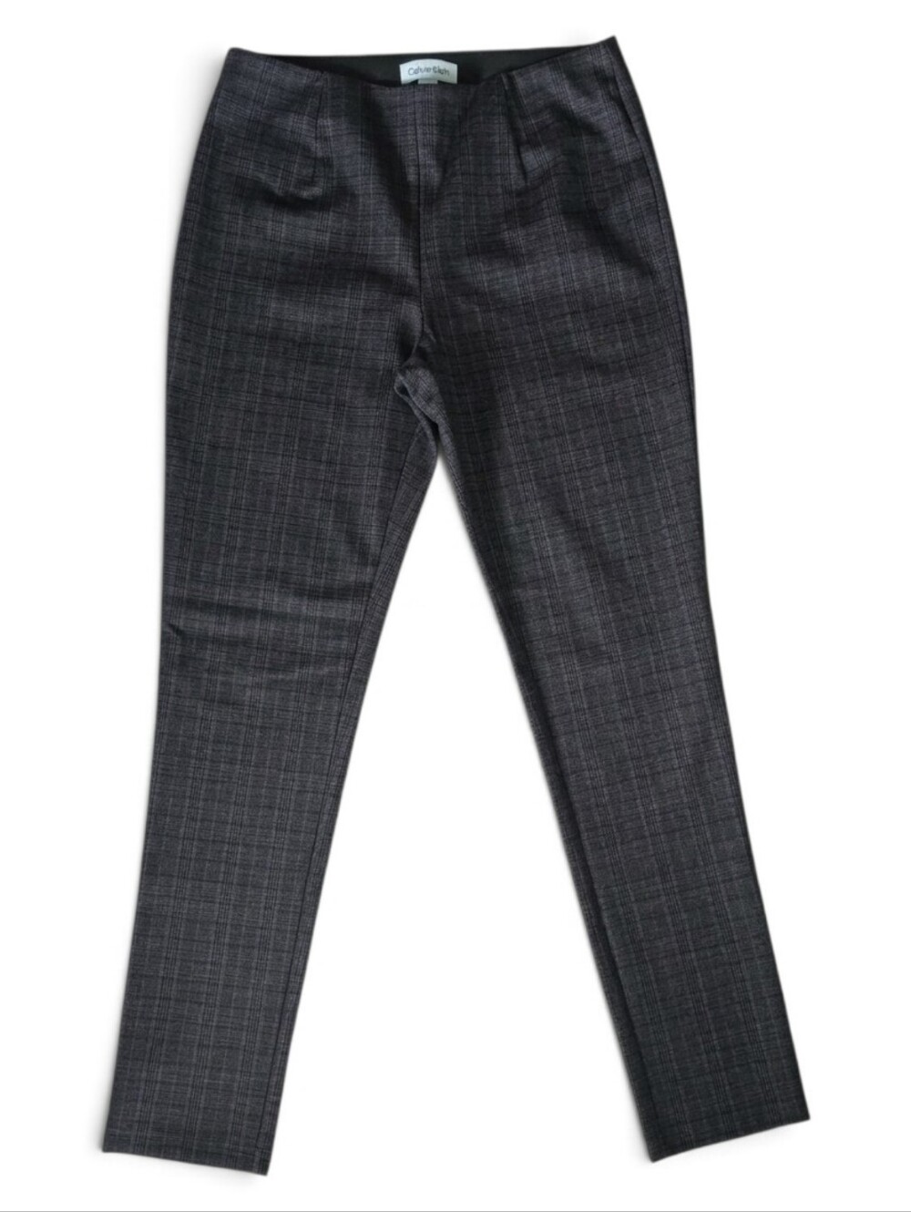 Calvin Klein Women's Grey Glen Plaid Pull-On Skinny Dress Pants-Size 6
